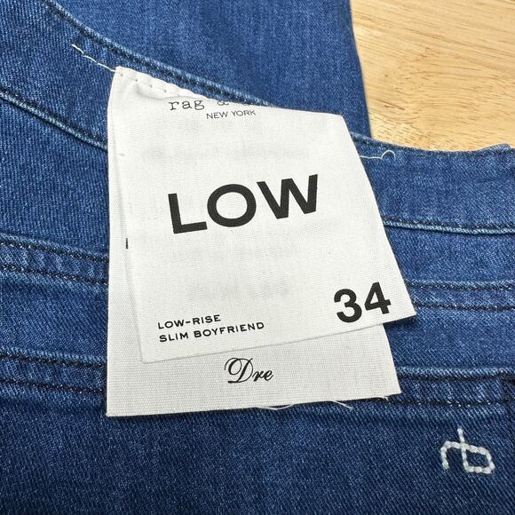 rag & bone NWT Dre Low Rise Slim Boyfriend Jeans Calimet Blue Size 34 - Picture 4 of 10